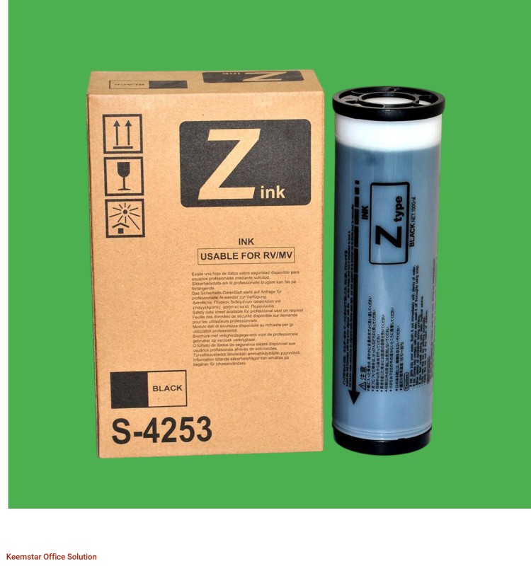 Riso Z-Type S-4253 MZ Black Ink – High-Yield Duplicator Ink for Crisp Prints